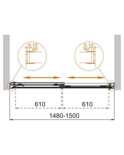Шторка на ванну CEZARES TANDEM-SOFT-VF-2-150/145-P-Cr