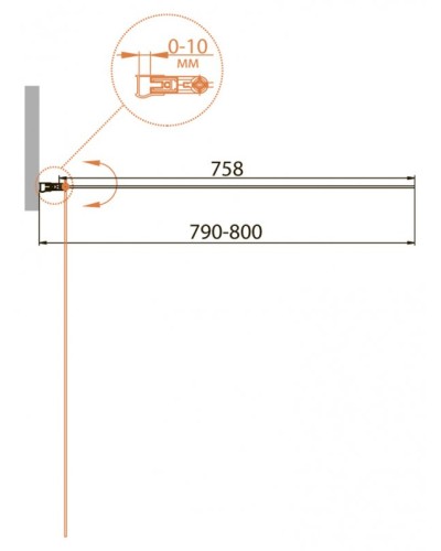 Шторка на ванну CEZARES RELAX-V-1-80/140-C-Bi профиль серый