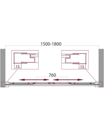 Шторка для ванны 150-180 см BelBagno UNIQUE-VF-2-150/180-140-M-Cr матовое