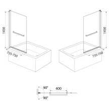 Шторка для ванны 75 см IDDIS Slide SLI5CS7i90 прозрачное