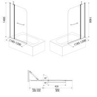 Шторка для ванны 120 см IDDIS Ray RAY6CS2i90 прозрачное