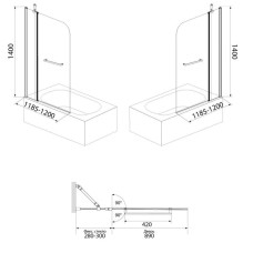 Шторка для ванны 120 см IDDIS Ray RAY6CS2i90 прозрачное
