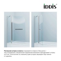 Шторка для ванны 100 см IDDIS Ray RAY6CS0i90 прозрачное