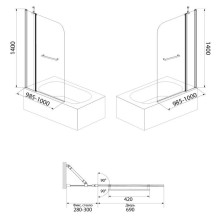 Шторка для ванны 100 см IDDIS Ray RAY6CS0i90 прозрачное