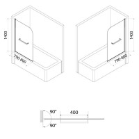 Шторка для ванны 80 см IDDIS Ray RAY6CS8i90 прозрачное