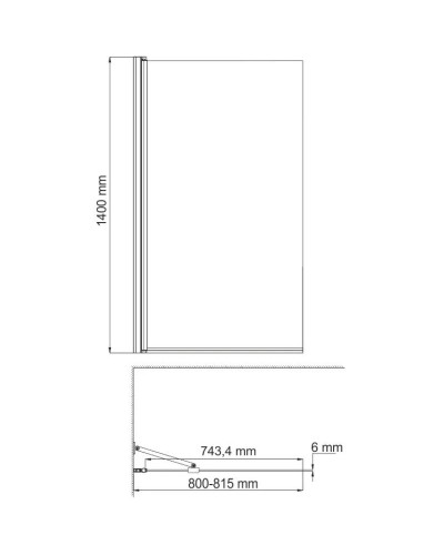 Шторка для ванны 80 см WasserKRAFT Berkel 48P01-80B Fixed прозрачное