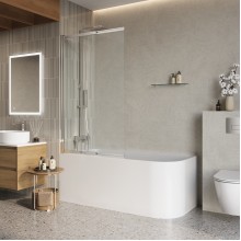 Душевая шторка на ванну BelBagno LUCE-VF-11-90/145-C-Cr