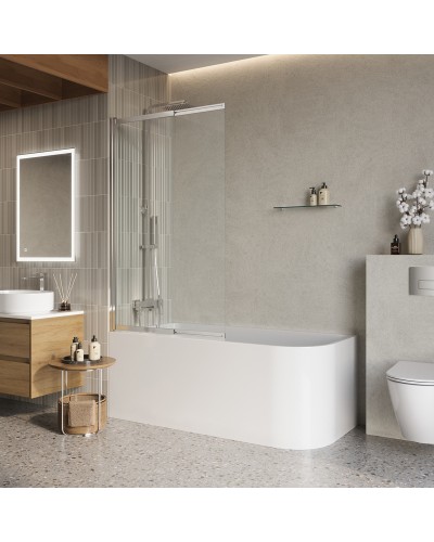 Душевая шторка на ванну BelBagno LUCE-VF-11-90/145-C-Cr