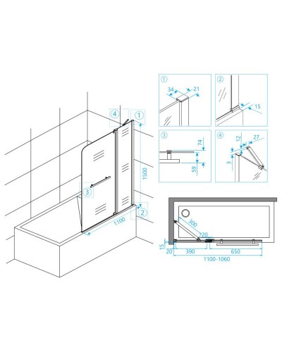 Шторка для ванны 110 см RGW SC-03 Screens 03110311-11 прозрачное