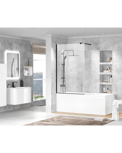 Шторка для ванны 90 см Cezares LIBERTA-V-1-90/155-C-NERO прозрачное