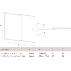 Шторка для ванны 100 см Good Door Screen SLR-100-C-CH прозрачное