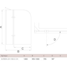 Шторка для ванны 100 см Good Door Screen 2H-100-C-CH прозрачное