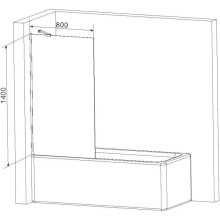 Шторка для ванны 80 см Am.Pm Gem W90BS-080-140BM матовое