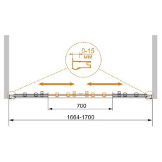 Шторка на ванну Cezares Pratico 170 PRATICO-VF-2-170/140-P-Cr профиль Хром стекло рифленое
