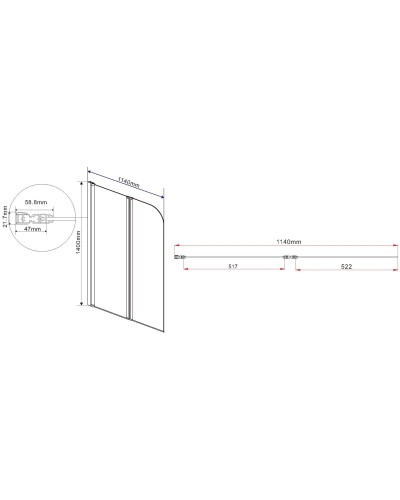 Шторка для ванны 114 см Vincea VSB-12114CL прозрачное