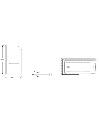 Шторка для ванны 80 см Jacob Delafon Odeon-Up E4932-BL прозрачное