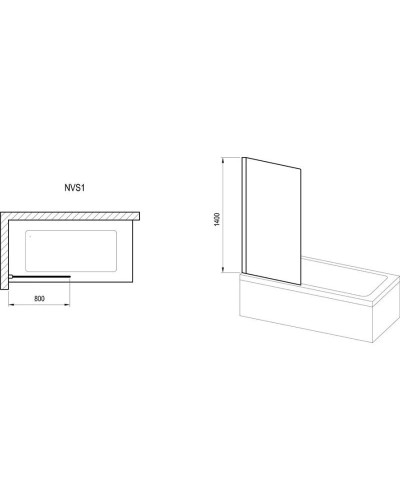 Шторка для ванны 80 см Ravak NVS1 7O840C00Z1