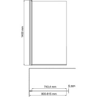 Шторка на ванну WasserKRAFT Berkel 80 48P01-80 профиль Хром стекло прозрачное