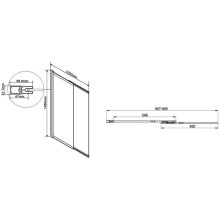Шторка для ванны 99 см Vincea VSB-1E100CLGM прозрачное