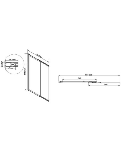 Шторка для ванны 99 см Vincea VSB-1E100CLGM прозрачное