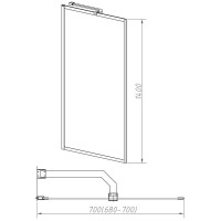 Шторка для ванны 70 см Vincea VSB-41700CLB прозрачное