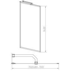 Шторка для ванны 70 см Vincea VSB-41700CLB прозрачное