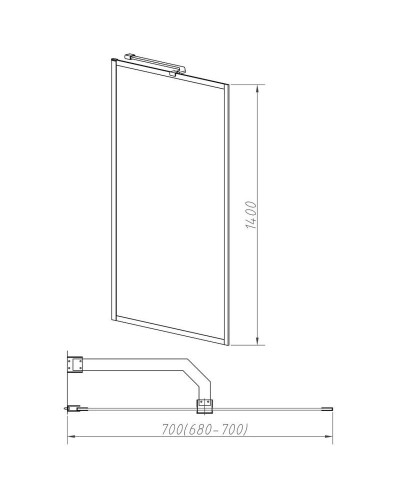 Шторка для ванны 70 см Vincea VSB-41700CLB прозрачное