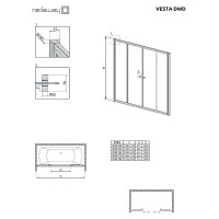 Шторка на ванну Radaway Vesta DWD 160 203160-01 профиль Хром стекло прозрачное