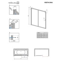 Шторка на ванну Radaway Vesta DWJ 170 209117-01-01 профиль Хром стекло прозрачное