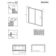 Шторка на ванну Radaway Vesta DWJ 170 209117-01-01 профиль Хром стекло прозрачное