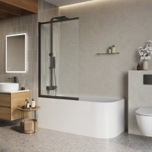 Душевая шторка на ванну BelBagno LUCE-VF-11-80/145-C-NERO