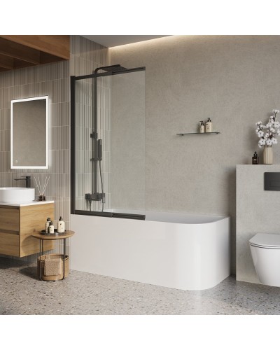 Душевая шторка на ванну BelBagno LUCE-VF-11-80/145-C-NERO