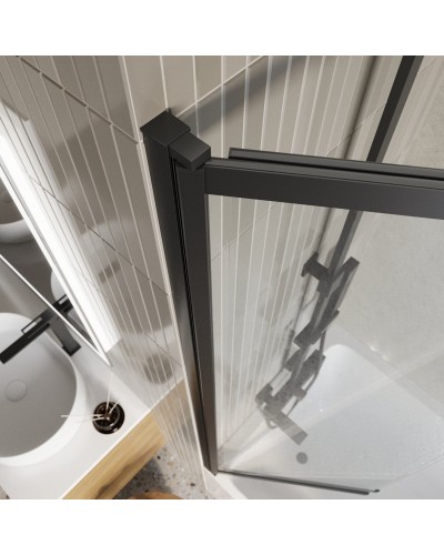 Душевая шторка на ванну BelBagno LUCE-VF-11-80/145-C-NERO