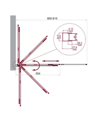 Душевая шторка на ванну BelBagno LUCE-VF-11-90/145-C-Cr