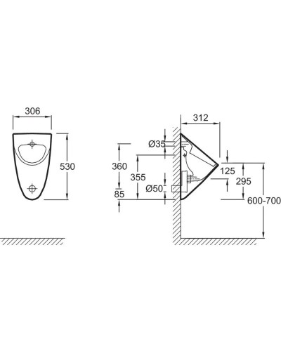 Писсуар Jacob Delafon Odeon-Up E1147-00