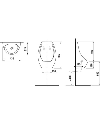 Писсуар без отверстия для подвода воды Jika Domino 8411000000001