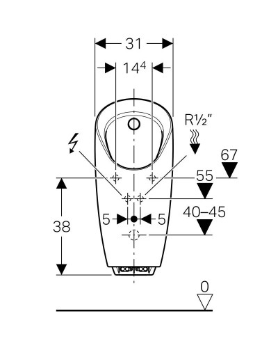 Писсуар со встроенным управлением, питание от сети  Geberit Preda 116.072.00.1