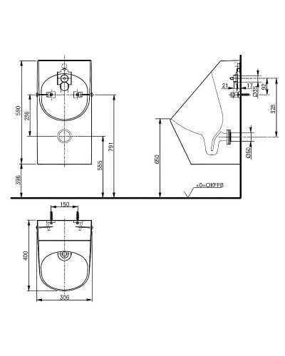 Писсуар Toto Public UWN926EBS#XW подвесной Белый