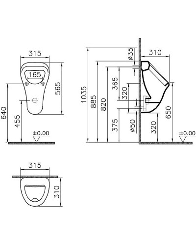Писсуар Vitra Arkitekt 6201B003-0199 подвесной Белый