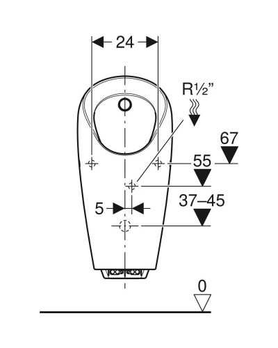 Писсуар со встроенным управлением, питание от генератора Geberit Selva 116.084.00.1