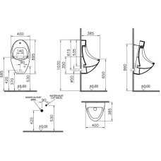 Писсуар Vitra Arkitekt 4106B003-5597 (4106B003-5200) подвесной Белый с сенсорным механизмом смыва