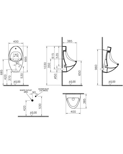 Писсуар с встроенным сенсором Vitra Arkitekt 4106B003-5200