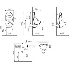 Писсуар с встроенным сенсором Vitra Arkitekt 4106B003-5291