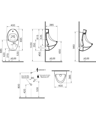 Писсуар с встроенным сенсором Vitra Arkitekt 4106B003-5291