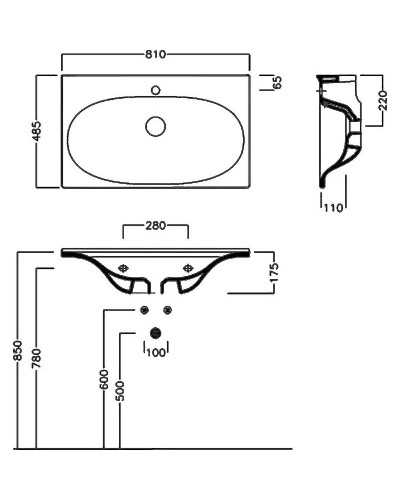 Раковина Hatria Le Fiabe 81 Y1AB01 Белая