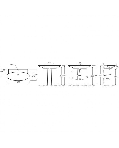 Раковина Jacob Delafon Presquile 100 E4436-00 Белый