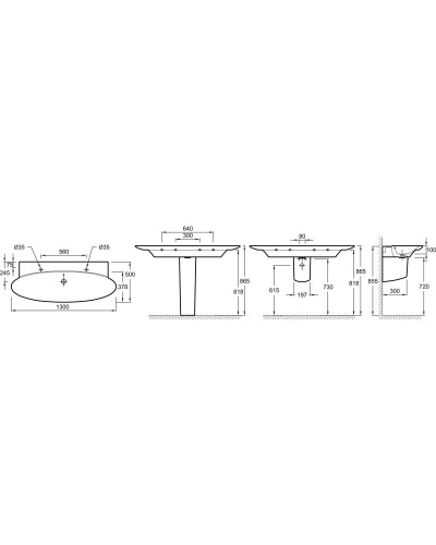 Раковина Jacob Delafon Presquile 130 E4445-00 Белая
