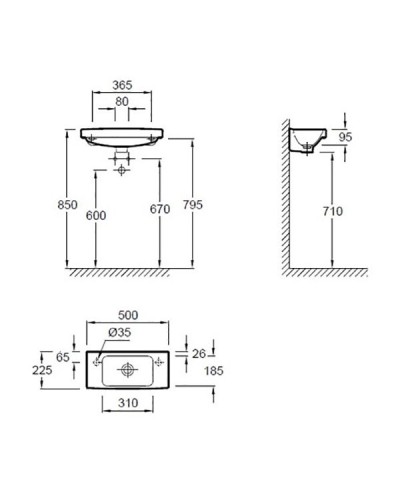 Раковина Jacob Delafon Odeon Up 50 E4701L-00 Белая