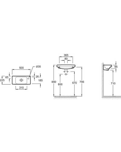 Раковина Jacob Delafon Odeon Up 50 E4701R-00 Белая