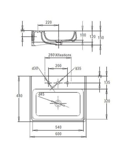 Раковина Jacob Delafon Fit 60 E1188-00 Белый